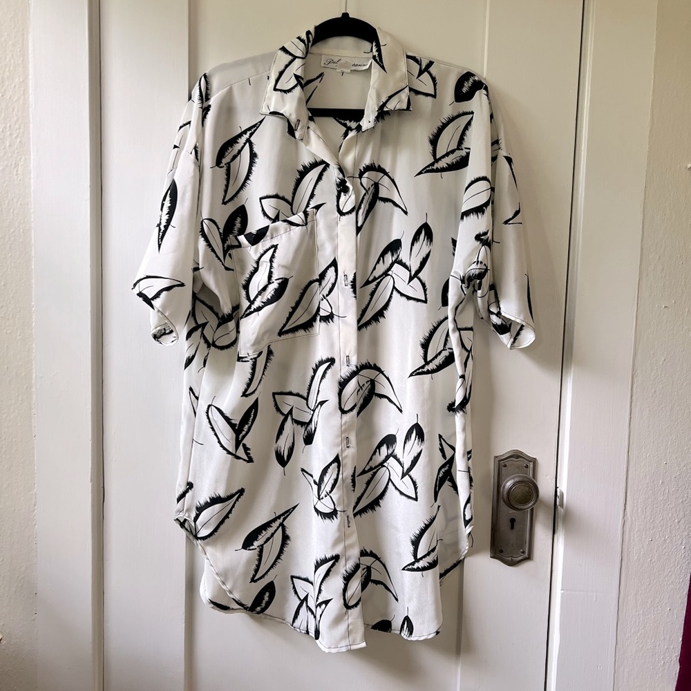 80s Vintage blouse / button down shirt / dress